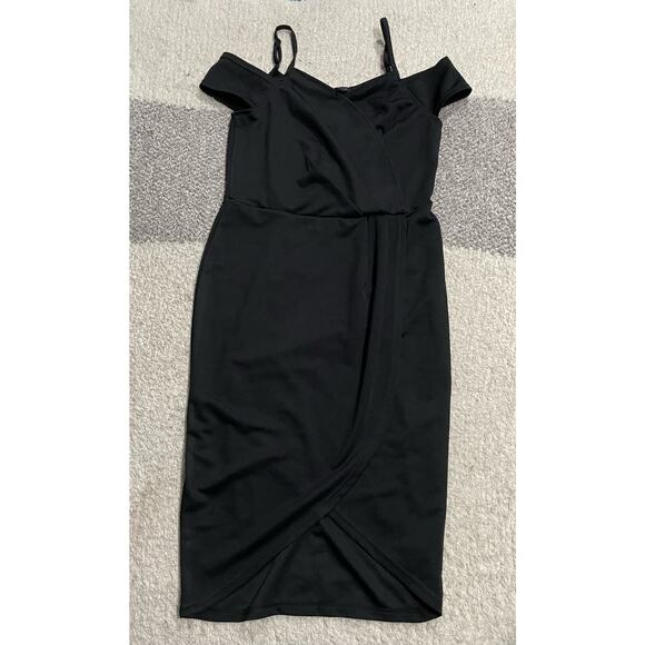 NWT Streetwear Society Women's Size Small Cold Shoulder Wrap Tulip Dress Black - Picture 1 of 8